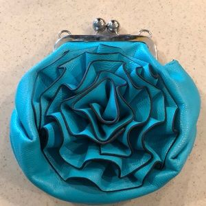 Teal flower clutch